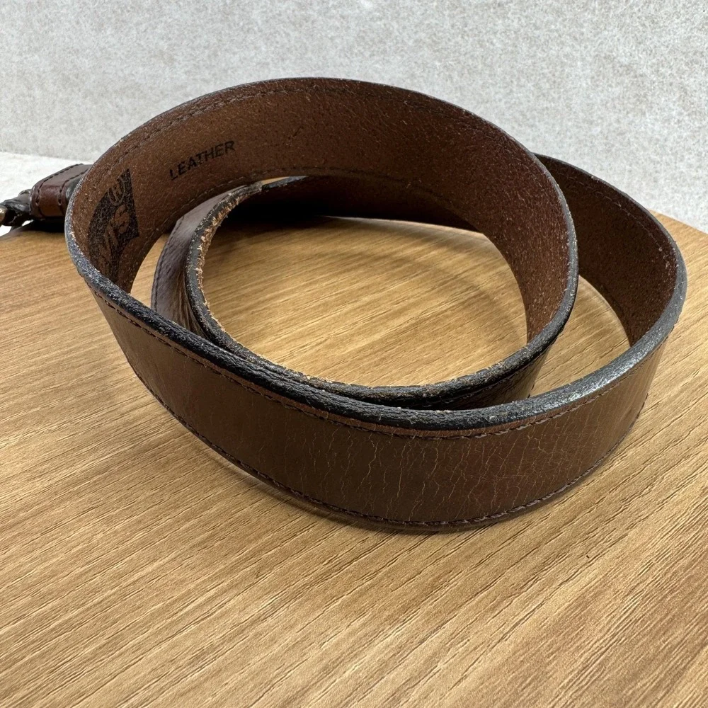 Levi's Belt Mens Pants Size 36 Brown Genuine Leather Belt Buckle Logo Adjustable